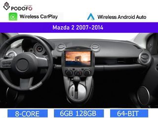 Mazda 2 (2007-2014) Android 13 Οθόνη 9" | 6GB RAM +128GB ROM | Ασύρματο CarPlay & Aσύρματο Android Auto | GPS | WiFi | DSP