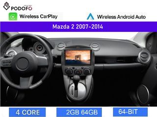 Mazda 2 (2007-2014) Android οθόνη 9" 2+64GB Ασύρματο CarPlay & Aσύρματο Android Auto GPS  WiFi EQ