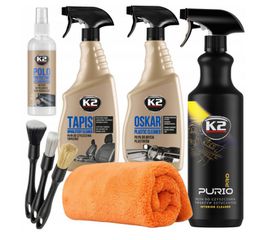 Carro 246787 Σετ  Καθαρισμού  8 Τεμάχια / Υγρό Καθαρισμού για Ταπετσαρία K2  / Υγρό Καθαρισμού για πλαστικά K2 / Σπρέι Καθαρισμού για Εσωτερικά Πλαστικά - Ταμπλό K2 /  3 Πινέλα Καθαρισμού / Πετσέτα Κα