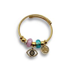 Βραχιόλι χρυσό γούρι με charms