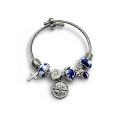 Βραχιόλι ατσάλι ΙΧΝΚ Σταυρό charms μπλε