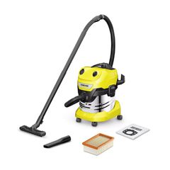 Σκούπα Υγρών / Στερεών Kärcher Wd 4 S V-20/5/22 – 1000 W, 20 Lt, Ανοξείδωτος Κάδος