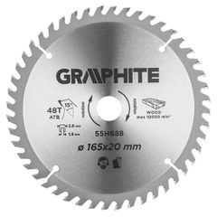 Graphite Δίσκος Κοπής Ξύλου με 48 Δόντια 165mm 55H688