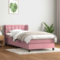 Box Spring κρεβάτι με στρώμα ροζ 90x210 εκ. Βελούδινο 3317852