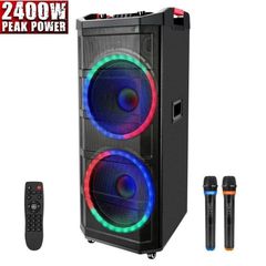 Μεγάλο  ηχείο , 2 ηχεία 15", φωτισμός LED και 2 μικρόφωνα, 240W