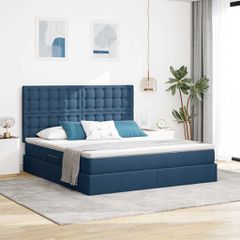 LED Κρεβάτι αποθήκευσης με στρώμα Μπλε 180 x 200 cm Ύφασμα 3372563