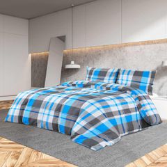 Σετ Παπλωματοθήκης Μπλε και Γκρι 155 x 220 εκ. Βαμβακερό 136071