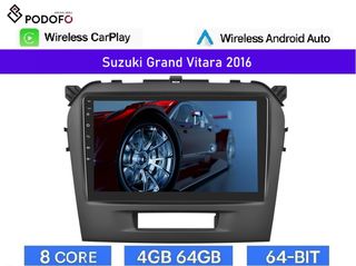 Suzuki Grand Vitara (2016-2024) Android Car Radio 9" 4+64GB 8-Core Ασύρματο CarPlay & Aσύρματο Android Auto| GPS | WiFi | FM RDS | DSP | BT 5.0
