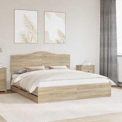 Σκελετός Κρεβατιού Δρύς Sonoma 200 x 200 cm Μηχανήματος Ξύλο 3413382