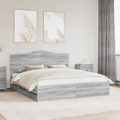 Σκελετός Κρεβατιού Γκρι Sonoma 200 x 200 cm Μηχανήματος Ξύλο 3413385