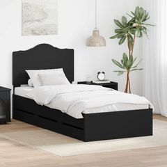 Σκελετός Κρεβατιού Μαύρο 90 x 190 cm Μηχανήματος Ξύλο 3413458
