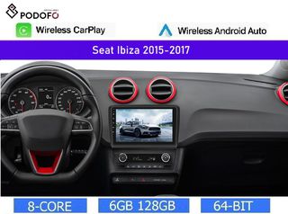 SEAT IBIZA 2015-2017 Android Car Radio 9" | 6GB RAM + 128GB ROM | Ασύρματο CarPlay & Aσύρματο Android Auto | GPS | WiFi | DSP | BT 5.0