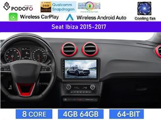 SEAT IBIZA (2015-17) Android Οθόνη 9" | Snapdragon 460 | 8-core | 4GB RAM + 64GB ROM | Ασύρματο CarPlay & Android Auto| DSP | GPS | Ενσωματωμένος Ανεμιστήρας