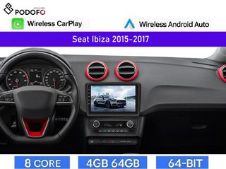 SEAT IBIZA 2015-17 Android Car Radio 9" 4+64GB 8-Core Ασύρματο CarPlay & Aσύρματο Android Auto GPS  WiFi DSP FM/RDS