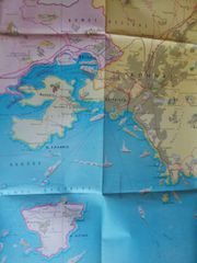 ΧΑΡΤΗΣ ΤΟΥΡΙΣΤΙΚΟΣ, ΜΟΜΟΣ ΑΤΤΙΚΗΣ ΚΑΙ ΠΕΙΡΑΙΩΣ δεκαετίας'60, Χάρη Πάτση. Διαστάσεις 100x70 εκατοστά