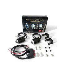 Σετ Mini Προβολάκια Αλουμινίου Μοτοσυκλέτας 12V Λευκού / Κίτρινου Φωτισμού