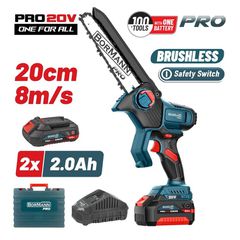 BBP5441X22C Κλαδευτικό Αλυσοπρίονο 20cm Mπαταρίας 20V (2x2.0Ah) - ΜΕ ΜΠΑΤΑΡΙΑ & ΦΟΡΤΙΣΤΗ - BORMANN PRO (#083665)