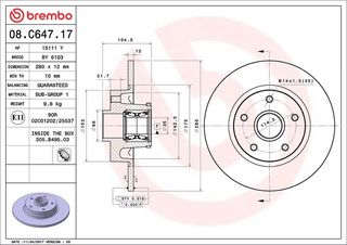 ΣΕΤ ΔΙΣΚΟΠΛΑΚΕΣ ΠΙΣΩ BREMBO FIAT OPEL TALENTO VIVARO 08C64717 95516956 95523187 4320600Q0H 4320600Q0M 4422288 95516956 95523187 432007343R 432022742R 8660003914 6000620071