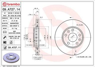 ΔΙΣΚΟΠΛΑΚΕΣ ΕΜΠΡΟΣ BREMBO RENAULT  09A72714 402060010R 4020600Q0L 4020600Q1B 4020600Q2A 4020600Q2D 4020600Q2M 4020600Q3G 402063714R 402067668R 402069341R 402060010R 402063140R 402063793R 402064151R 40