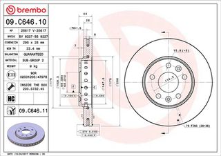 ΔΙΣΚΟΠΛΑΚΕΣ ΣΕΤ ΕΜ FIAT TALENTO  VIVARO BREMBO 09C64611 93866700 4020600Q1C 4422285 93866700 402066352R 8660003955 6000619994