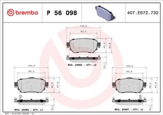 ΤΑΚΑΚΙΑ ΠΙΣΩ BREMBO NISSAN  P56098 440600963RC299D D40604CA0A D40604CA0B D40604CA0C D40604CA0CRV D40604EA0A D40604EA0B D40604EA0BVA D40605SA0A D4M605SA0A 440603981R 440605889R 440606446R 440606633R