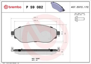 ΤΑΚΑΚΙΑ ΕΜΠΡΟΣ BREMBO FIAT TALENTO  P59082 006000620046 4423332 006000620616 95518304 6000620046 95518893 6000620616 95527599 4106000Q1H 4106000Q2F 4106000Q2L 4106000Q3F 4423587 95518304 95518893 9552