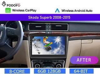 SKODA SUPERB 2008-2015 Android 13 Οθόνη 10" | 6+128 GB | Ασύρματο CarPlay & Aσύρματο Android Auto | GPS | WiFi | FM RDS | DSP | BT 5.0