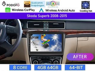 SKODA SUPERB 2008-2015 Android Οθόνη 10" | Snapdragon 460 | 4GB+64GB | Ασύρματο CarPlay & Android Auto GPS WiFi DSP FM/RDS
