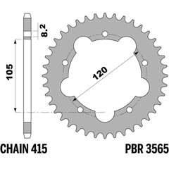 Pbr Standard Steel Rear Sprocket - 415