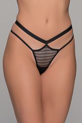 Slip Tanga String Χοντρό Δίχτυ Μαύρο