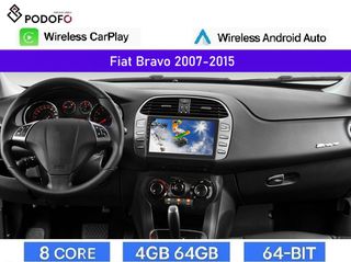 Fiat Bravo (2007-2015) Android Car Radio 9" 4+64GB 8-Core Ασύρματο CarPlay & Aσύρματο Android Auto| GPS | WiFi | DSP
