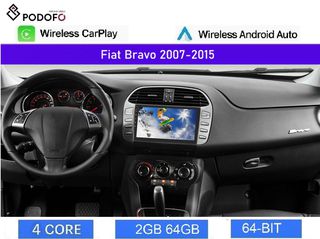 Fiat Bravo (2007-2015) Android οθόνη 9" 2+64GB Ασύρματο CarPlay & Aσύρματο Android Auto GPS WiFi EQ