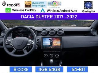 Dacia Duster (2017-2022) Οθόνη 10.1" Android 15 | 4GB RAM + 64GB ROM | 8-Core Snapdragon | Ασύρματο CarPlay & Ασύρματο Android Auto | GPS | WiFi | DSP | FM/RDS