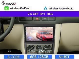 VW Golf 4 (1997-2006) Android Car Radio 9" 6+128GB Ασύρματο CarPlay & Aσύρματο Android Auto GPS  WiFi DSP