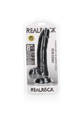 RealRock Ρεαλιστικό Dildo με Όρχεις και Βεντούζα Μαύρο 20.5cm