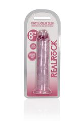 Real Rock Crystal Clear Ρεαλιστικό Dildo με Βεντούζα Ροζ 20cm-thumb-1