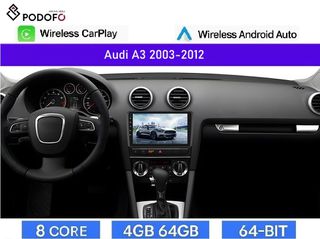 Audi A3 (2003-2012) Android Car Radio 9" 4+64GB 8-Core Ασύρματο CarPlay & Aσύρματο Android Auto GPS WiFi DSP FM/RDS