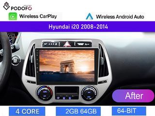 Hyundai i20 (2008-14) Android Car Radio 9" 2GB+64GB Ασύρματο CarPlay & Aσύρματο Android Auto GPS WiFi EQ