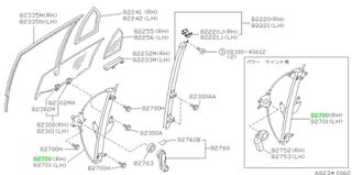 ΓΡΥΛΟΣ ΠΙΣΩ ΔΕΞΙ ΠΑΡΑΘΥΡΟΥ  NISSAN SUNNY N14 8272052C68