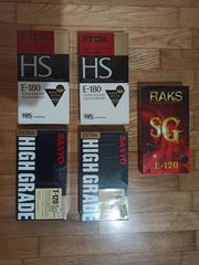 5 βιντεοκασετες VHS εγγραφής καινούργιες SANYO 120' ,TDK 180& RACS 120 min'