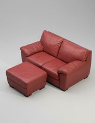 Loveseat δερμάτινο + υποπόδιο σε εξαιρετική κατάσταση