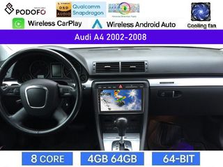 Audi A4 (2002-2008) Οθόνη 9" Android 15 | 4GB RAM + 64GB ROM | 8-Core Snapdragon | Ασύρματο CarPlay & Ασύρματο Android Auto | GPS | WiFi | DSP | FM/RDS