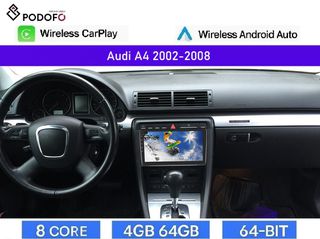 Audi A4 (2002-2008) Android Car Radio 9" 4+64GB 8-Core Ασύρματο CarPlay & Aσύρματο Android Auto| GPS | WiFi | DSP