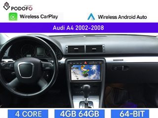 Audi A4 (2002-2008) Android Car Radio 9" 4+64GB Ασύρματο CarPlay & Aσύρματο Android Auto GPS WiFi EQ