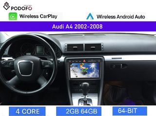 Audi A4 (2002-2008) Android οθόνη 9" 2+64GB Ασύρματο CarPlay & Aσύρματο Android Auto GPS WiFi EQ