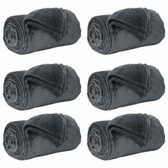 Ριχτάρια 6 pcs Σκούρο Γκρι 130 x 150 cm Μαλλί 42016797-thumb-2