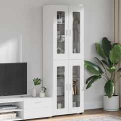 Highboard FLORIN Υψηλής γυαλάδας λευκό 60 x 35 x 182 εκ. 3397908