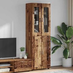 Highboard με ράφι με πόρτα FLORIN Παλιό ξύλο 60 x 35 x 182 εκ. 3397922