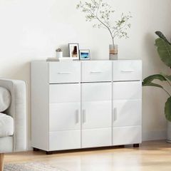 Πλαϊνό γραφείο FLORIN 88,5 x 30,5 x 73 εκ Υψηλής γυαλάδας λευκό 880315