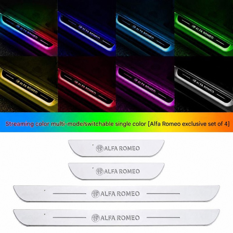 Alfa Romeo Logo Φωτιζόμενα Μαρσπιέ Πόρτας (4τμχ) Dynamic Ambient Light 11 εφέ Φωτισμού ασύρματη εγκατάσταση